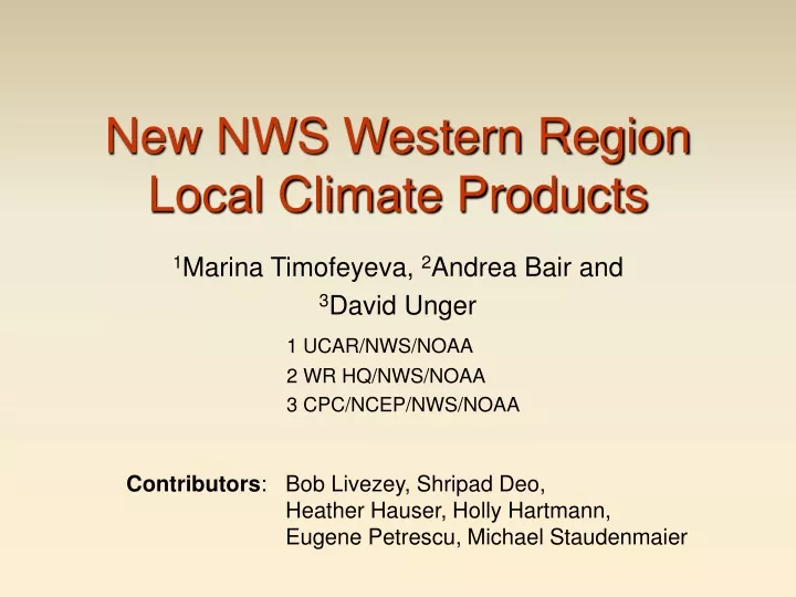 new nws western region local climate products
