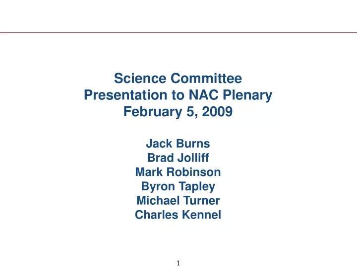 science committee presentation to nac plenary