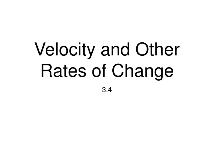 velocity and other rates of change