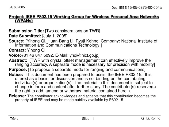 project ieee p802 15 working group for wireless