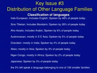 Key Issue #3 Distribution of Other Language Families