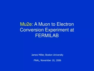 Mu2e:  A Muon to Electron Conversion Experiment at FERMILAB