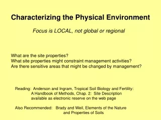 Characterizing the Physical Environment