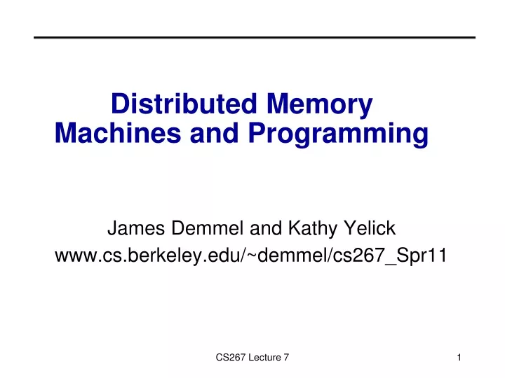 distributed memory machines and programming