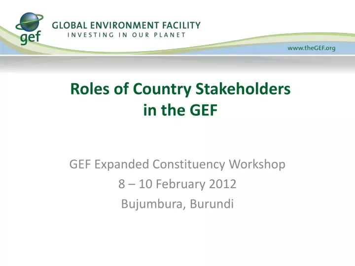 roles of country stakeholders in the gef