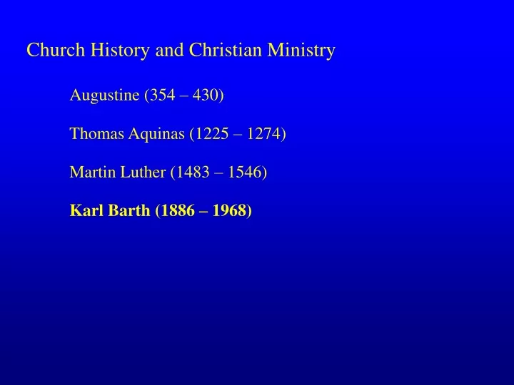 church history and christian ministry