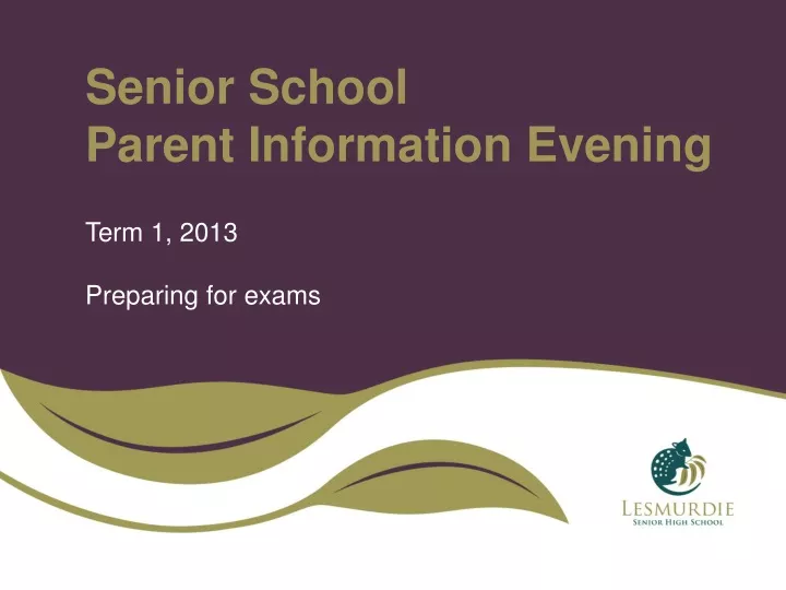 senior school parent information evening