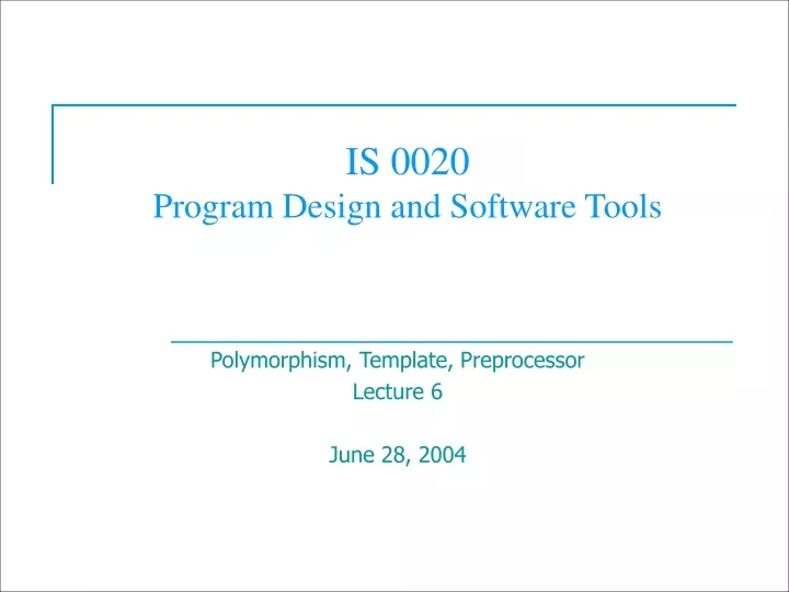 is 0020 program design and software tools