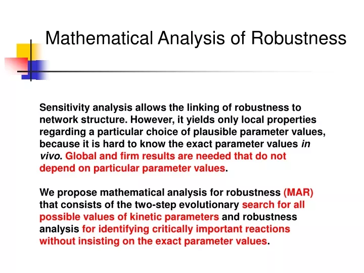 mathematical analysis of robustness