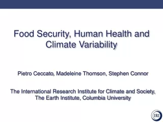 Food Security, Human Health and Climate Variability