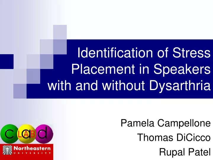 identification of stress placement in speakers with and without dysarthria