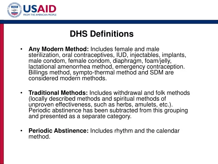 dhs definitions