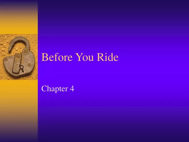 before you ride