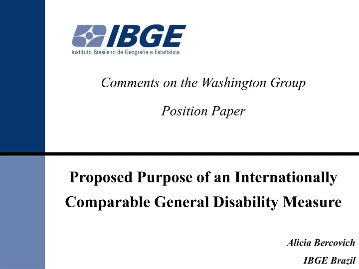 comments on the washington group position paper