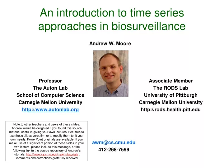 an introduction to time series approaches in biosurveillance
