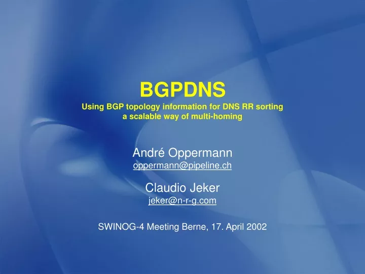 bgpdns using bgp topology information for dns rr sorting a scalable way of multi homing