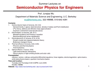 Prof. Junqiao Wu Department of Materials Science and Engineering, U.C. Berkeley