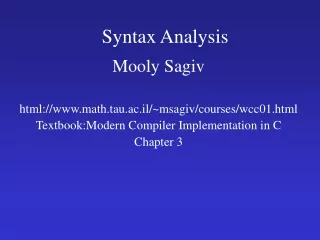 Syntax Analysis