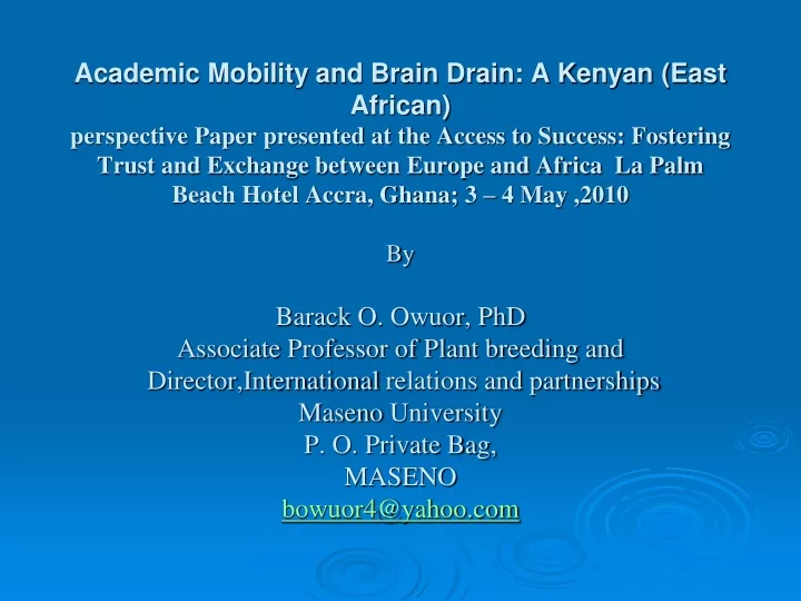 academic mobility and brain drain a kenyan east