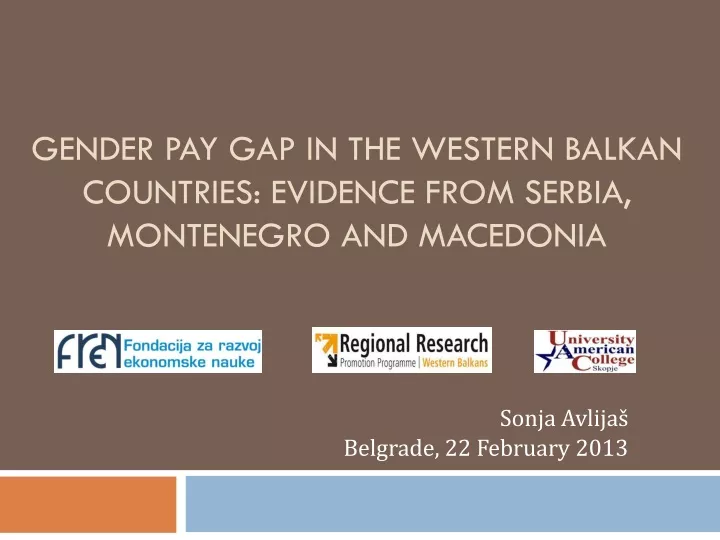 gender pay gap in the western balkan countries evidence from serbia montenegro and macedonia
