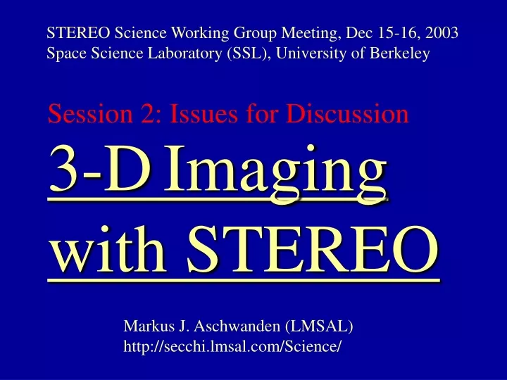 stereo science working group meeting