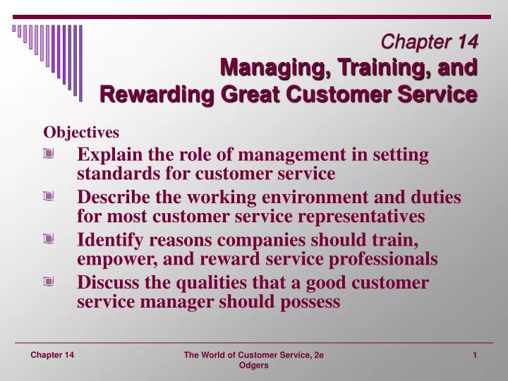 chapter 14 managing training and rewarding great customer service