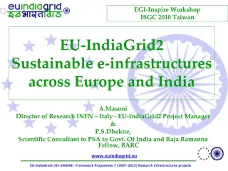 EU-IndiaGrid2 Sustainable e-infrastructures across Europe and India