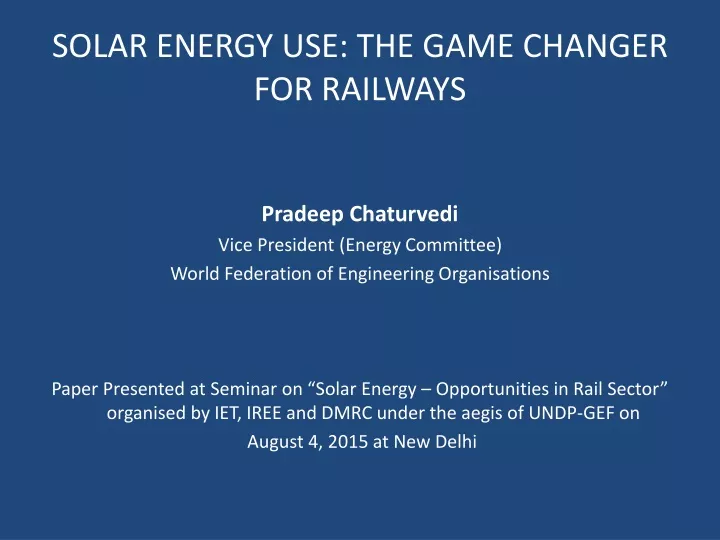 solar energy use the game changer for railways