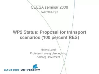 WP2 Status: Proposal for transport scenarios (100 percent RES)