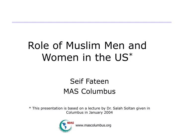 role of muslim men and women in the us