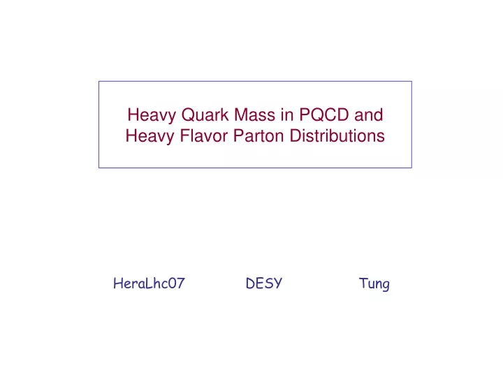 heavy quark mass in pqcd and heavy flavor parton distributions