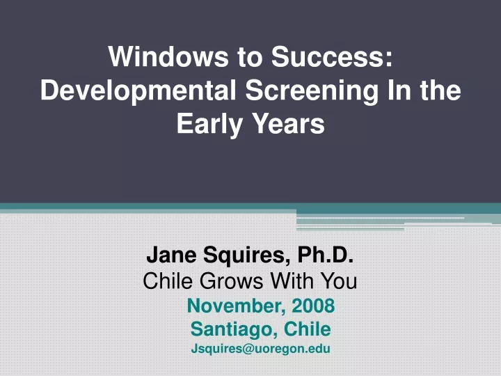 windows to success developmental screening in the early years