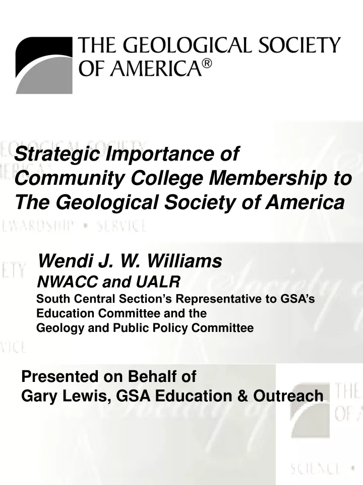 strategic importance of community college membership to the geological society of america