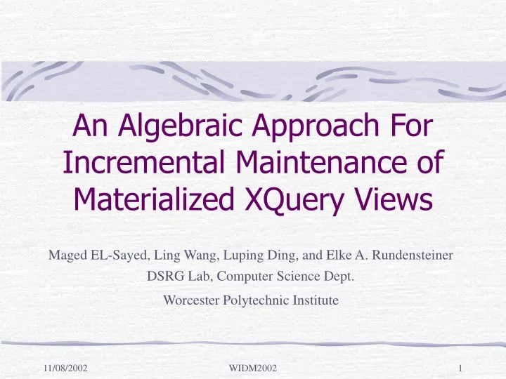 an algebraic approach for incremental maintenance of materialized xquery views