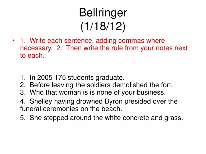 bellringer 1 18 12