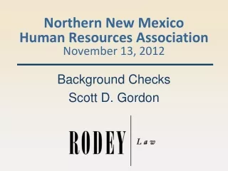 Northern New Mexico Human Resources Association November 13, 2012
