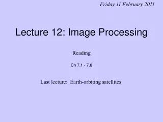 Lecture 12: Image Processing