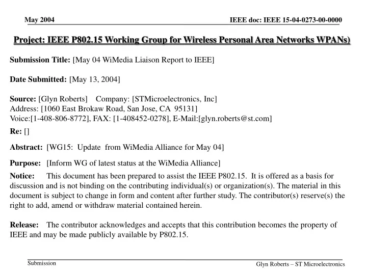 project ieee p802 15 working group for wireless