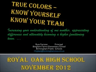 True Colors –  Know yourself Know your team