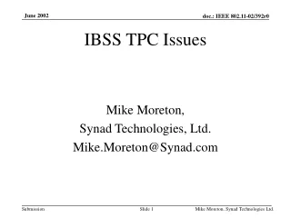 IBSS TPC Issues