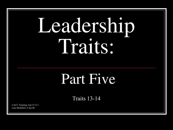 leadership traits part five