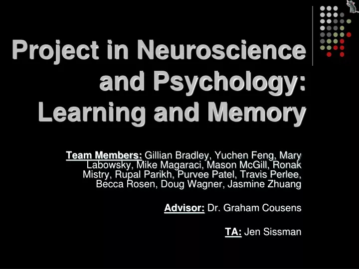 project in neuroscience and psychology learning and memory