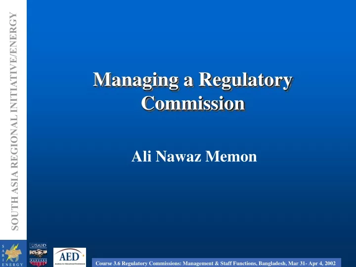 managing a regulatory commission