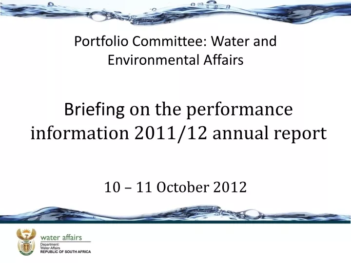 briefing on the performance information 2011 12 annual report