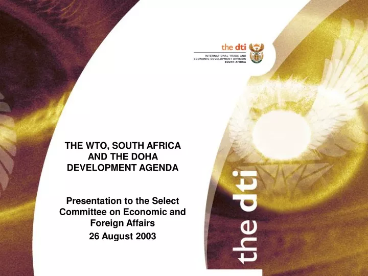 the wto south africa and the doha development agenda