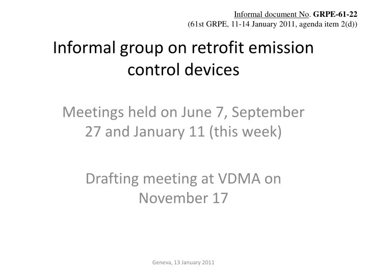 informal group on retrofit emission control devices