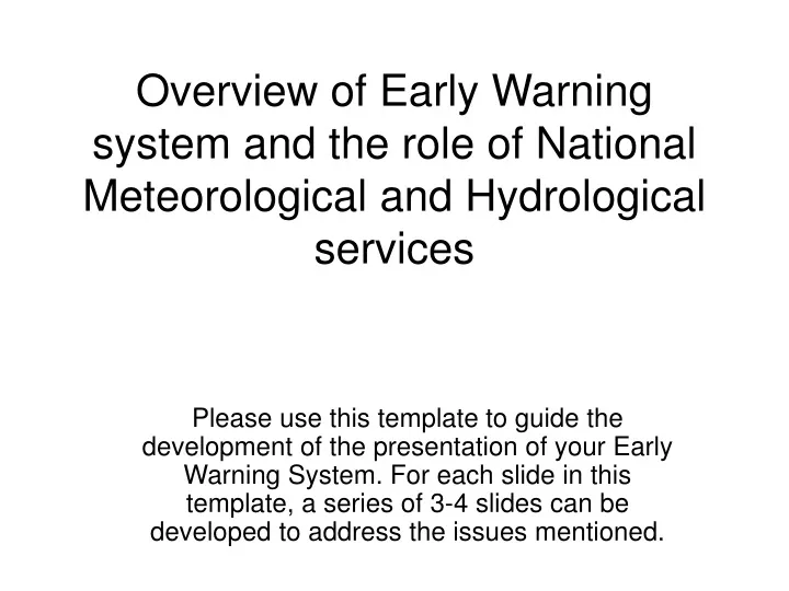 overview of early warning system and the role of national meteorological and hydrological services