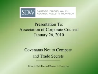 Presentation To: Association of Corporate Counsel January 26, 2010