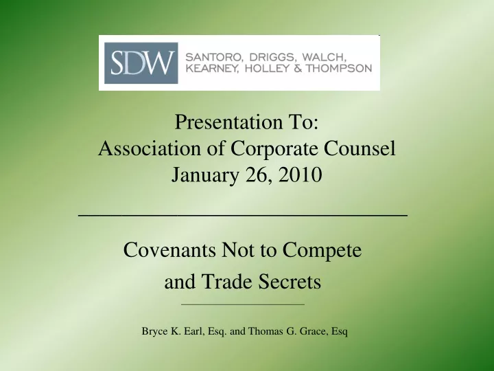 presentation to association of corporate counsel january 26 2010