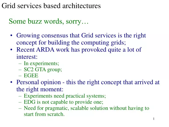 grid services based architectures